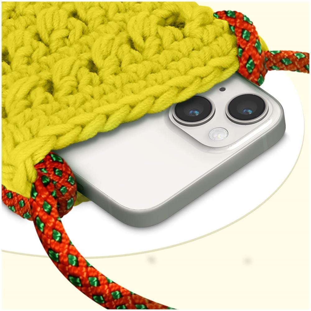 Borsetta A Tracolla All'uncinetto Per Smartphone, Fiore Serie Flowerweave Gialla - Foto 5