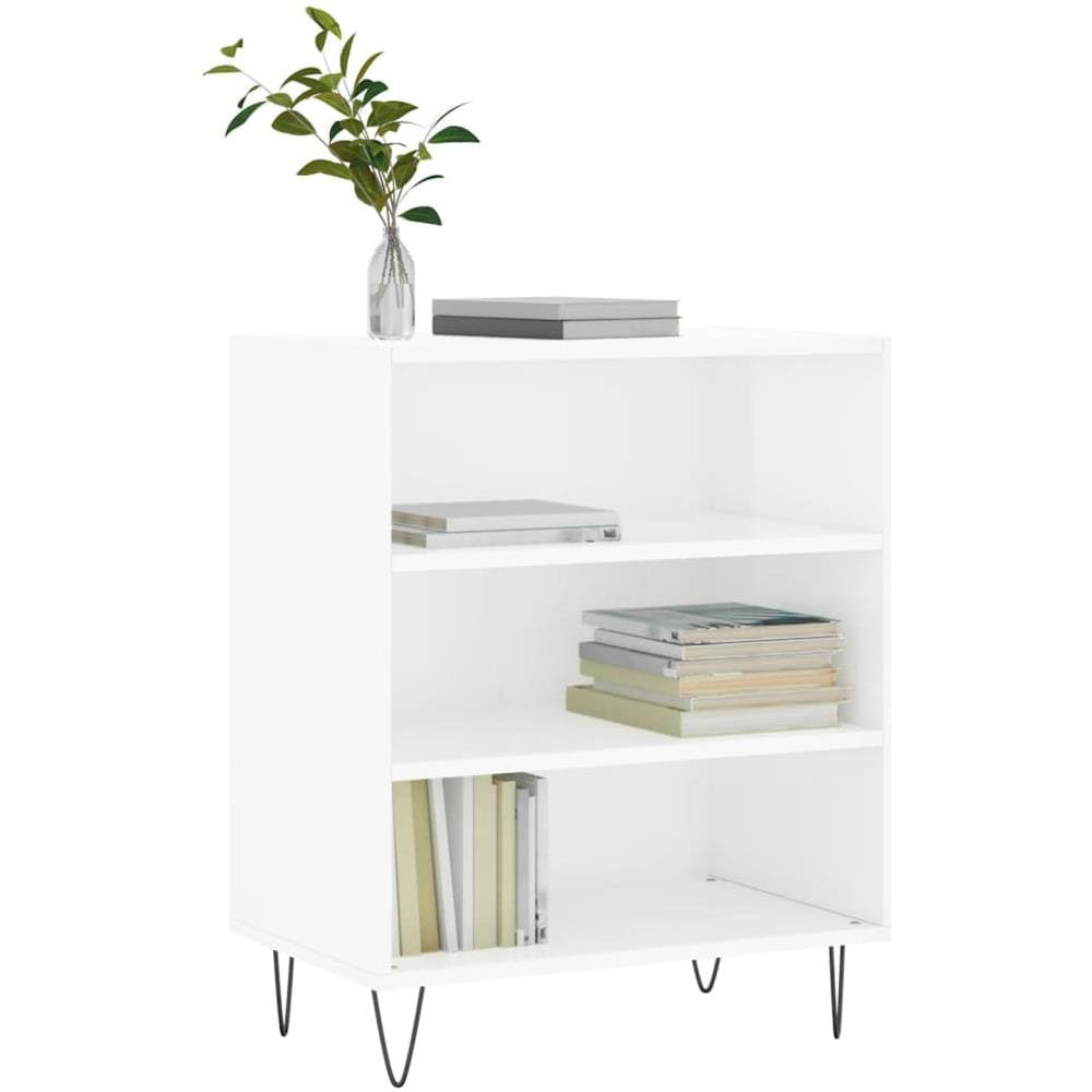 Credenza Bianco Lucido 57x35x70 Cm In Legno Multistrato - Foto 3