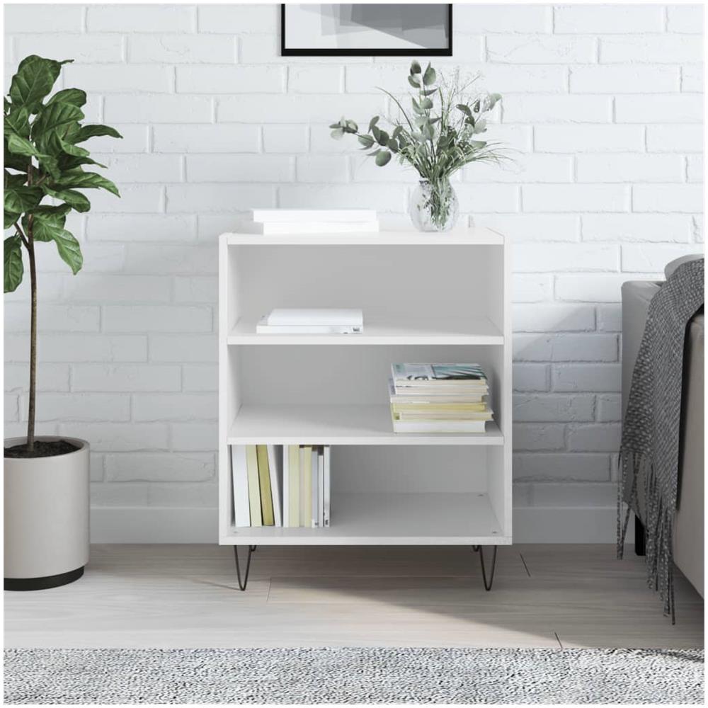 Credenza Bianco Lucido 57x35x70 Cm In Legno Multistrato - Foto 1