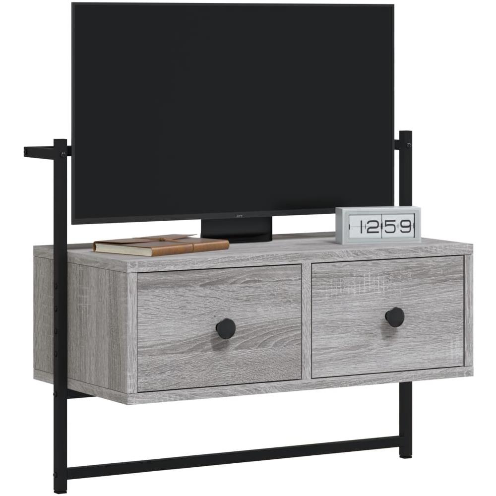 Mobile Tv A Muro Grigio Sonoma 60,5x30x51 Cm Legno Multistrato - Foto 3