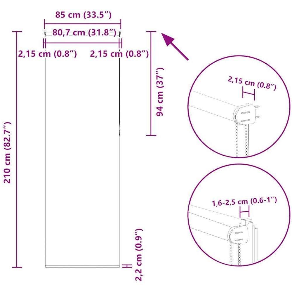Tenda a Rullo Oscurante 85x210 cm Larghezza Tessuto 80,7 cm - Foto 10