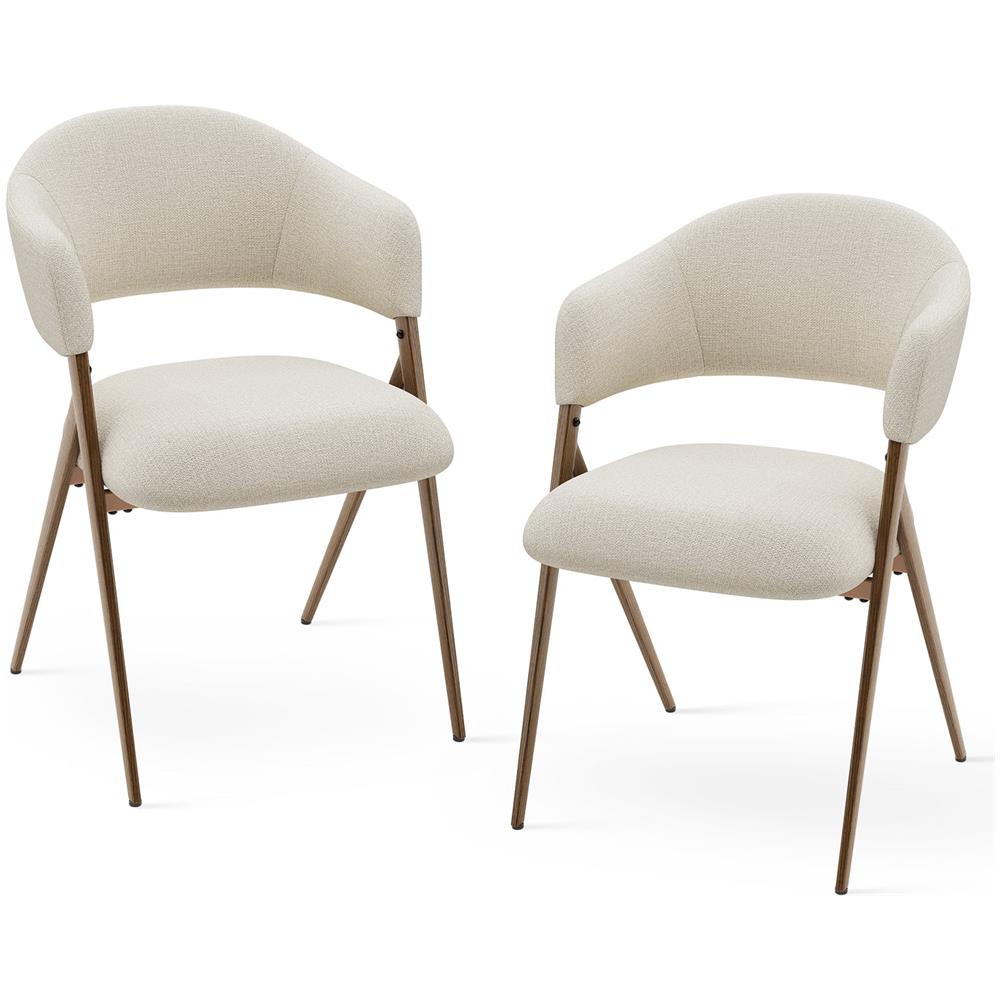 Set da 2 sedie da pranzo - design ergonomico e confortevole in stile vintage - Beige - Foto 1
