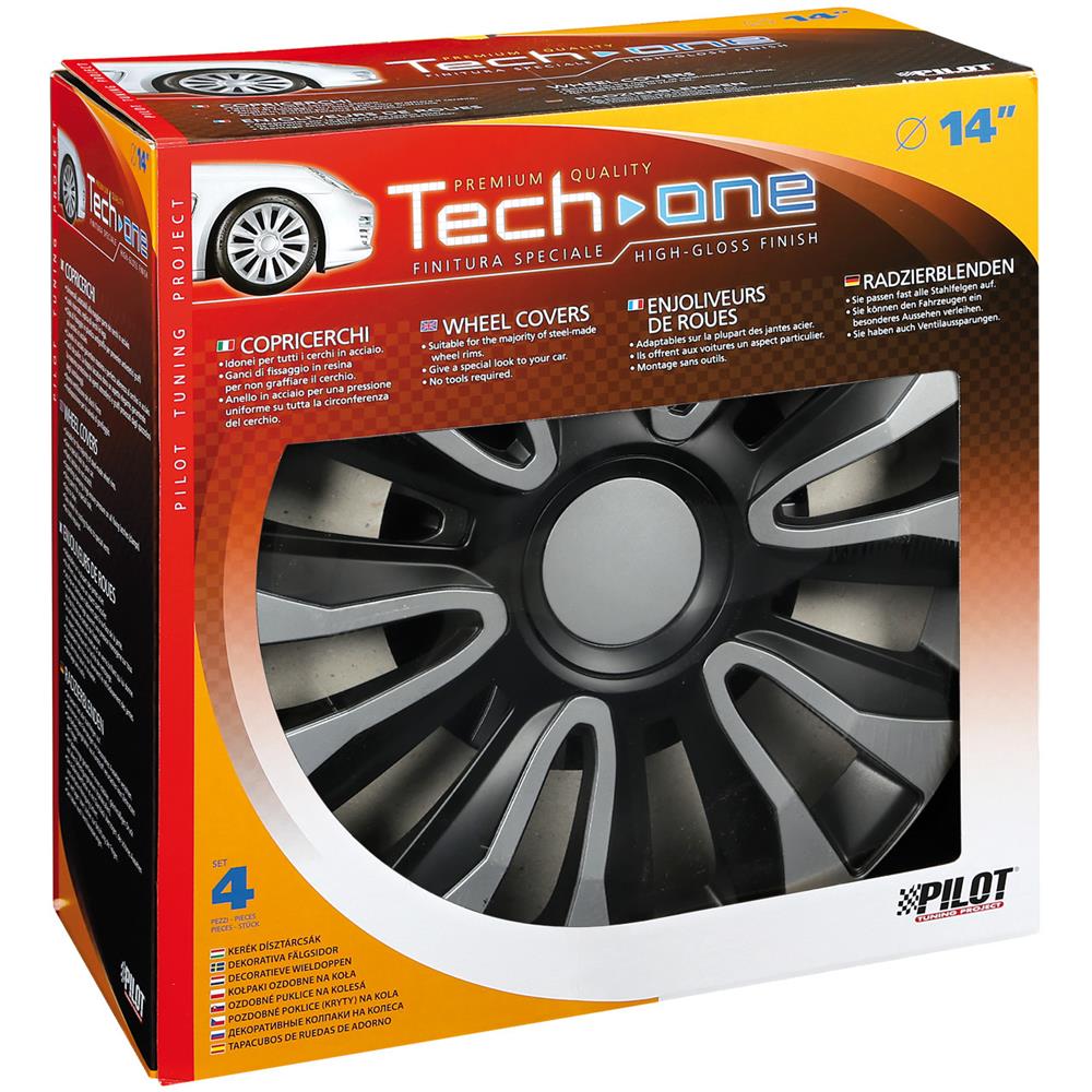 Copricerchi Auto Universali 14 Pollici Tech-one Avalone Silver Black 31621 - Foto 6