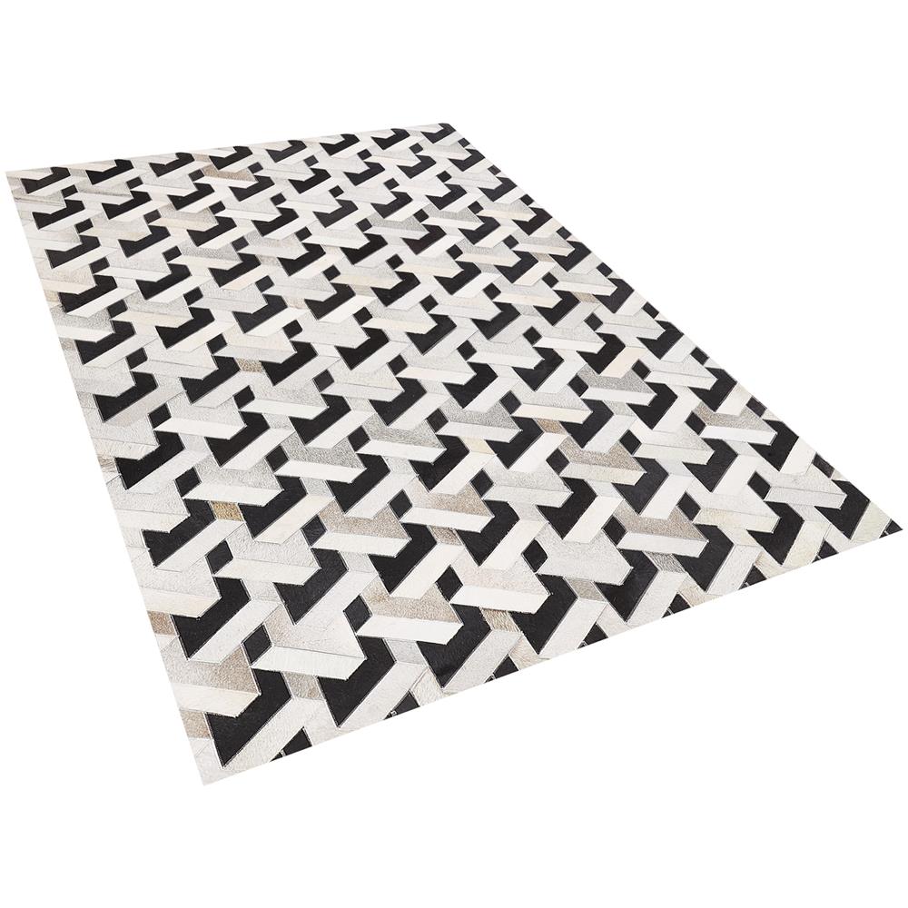 Tappeto In Pelle Nera E Grigia 140 X 200 Cm Narman - Foto 1