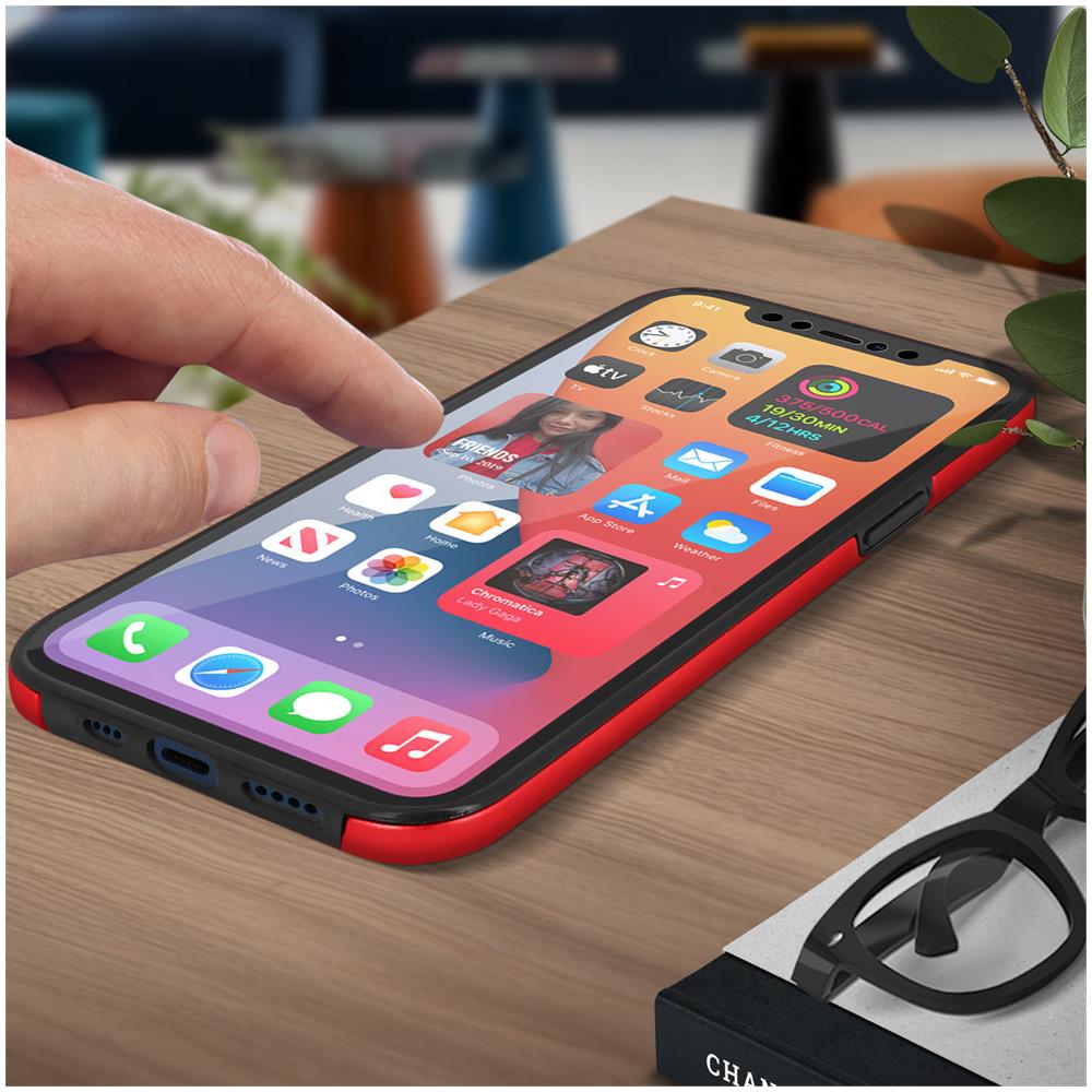 Cover Iphone 12 / 12 Pro Silicone Fronte Retro Ricopre Lo Schermo Rosso - Foto 5