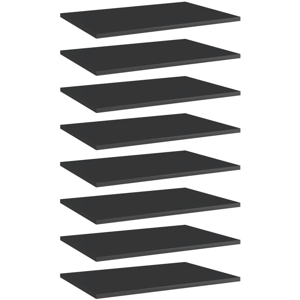 Ripiani per Libreria 8pz Nero Lucido 60x40x1,5cm Multistrato - Foto 1
