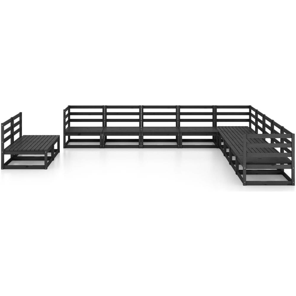 Set Divani da Giardino 11 pz Nero in Legno Massello di Pino - Foto 3
