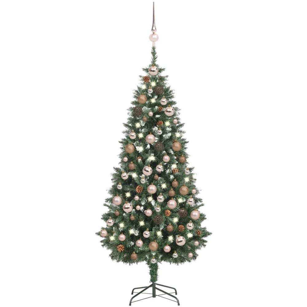 Set Albero Natale Artificiale con LED Palline e Pigne 180 cm - Foto 1