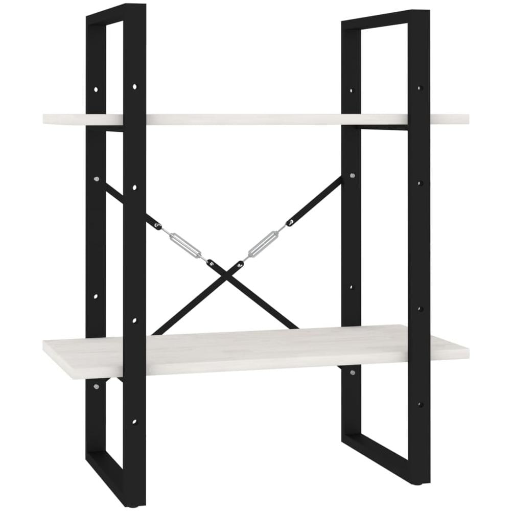 Libreria A 2 Ripiani Bianca 60x30x70 Cm In Massello Di Pino - Foto 1