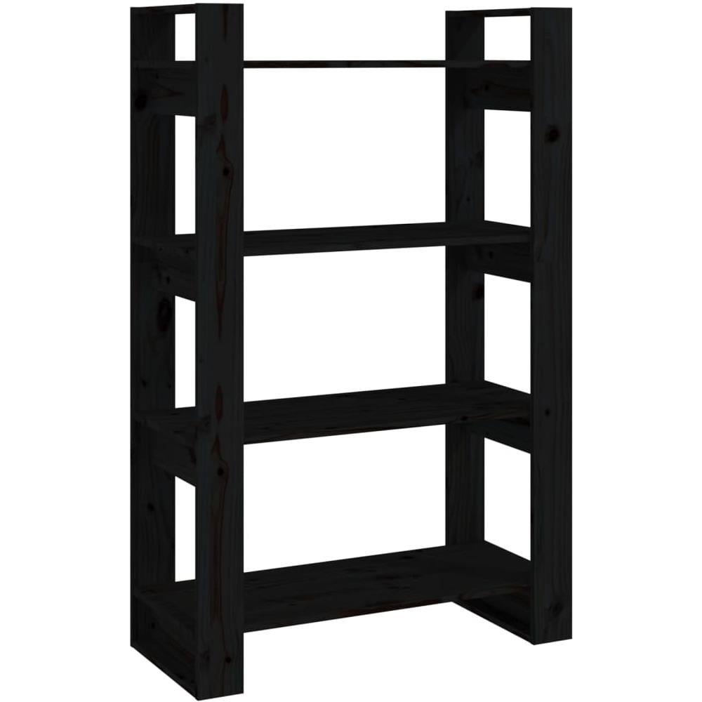 Libreria / divisorio Nero 80x35x125 Cm In Legno Massello Di Pino - Foto 2