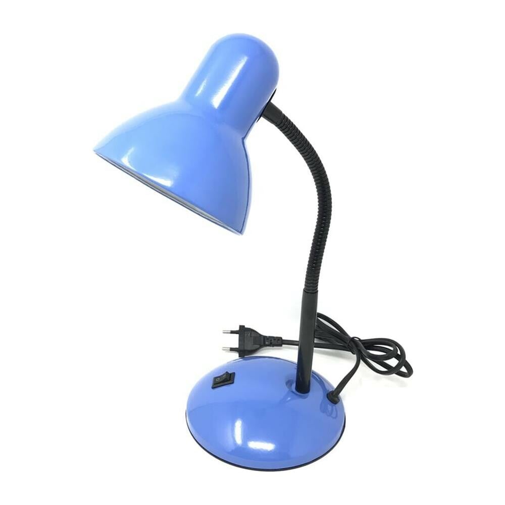 Lampada Da Tavolo Scrivania Braccio Snodabile Lumetto Porta Lampadina E27 Blu - Foto 1