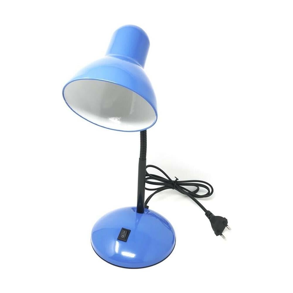 Lampada Da Tavolo Scrivania Braccio Snodabile Lumetto Porta Lampadina E27 Blu - Foto 2