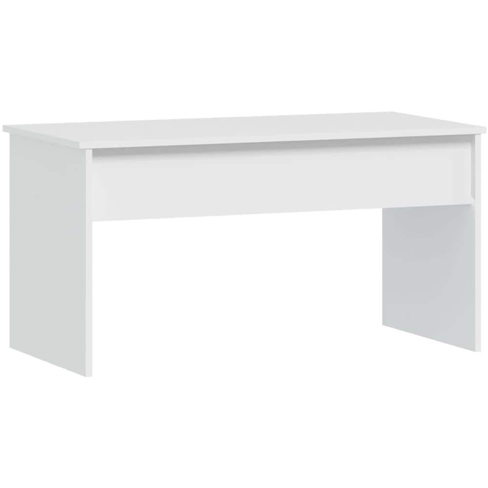 Tavolino Da Salotto Bianco 102x50,5x52,5cm In Legno Multistrato - Foto 3