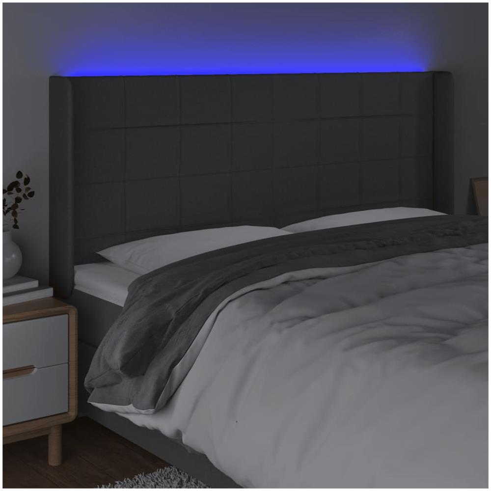 Testiera A Led Grigioscuro 163x16x118/128cm Intessuto - Foto 3