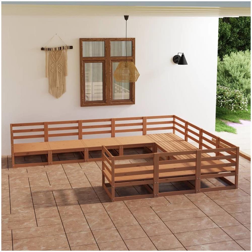 Set Divani da Giardino 10 pz in Legno Massello di Pino - Foto 1