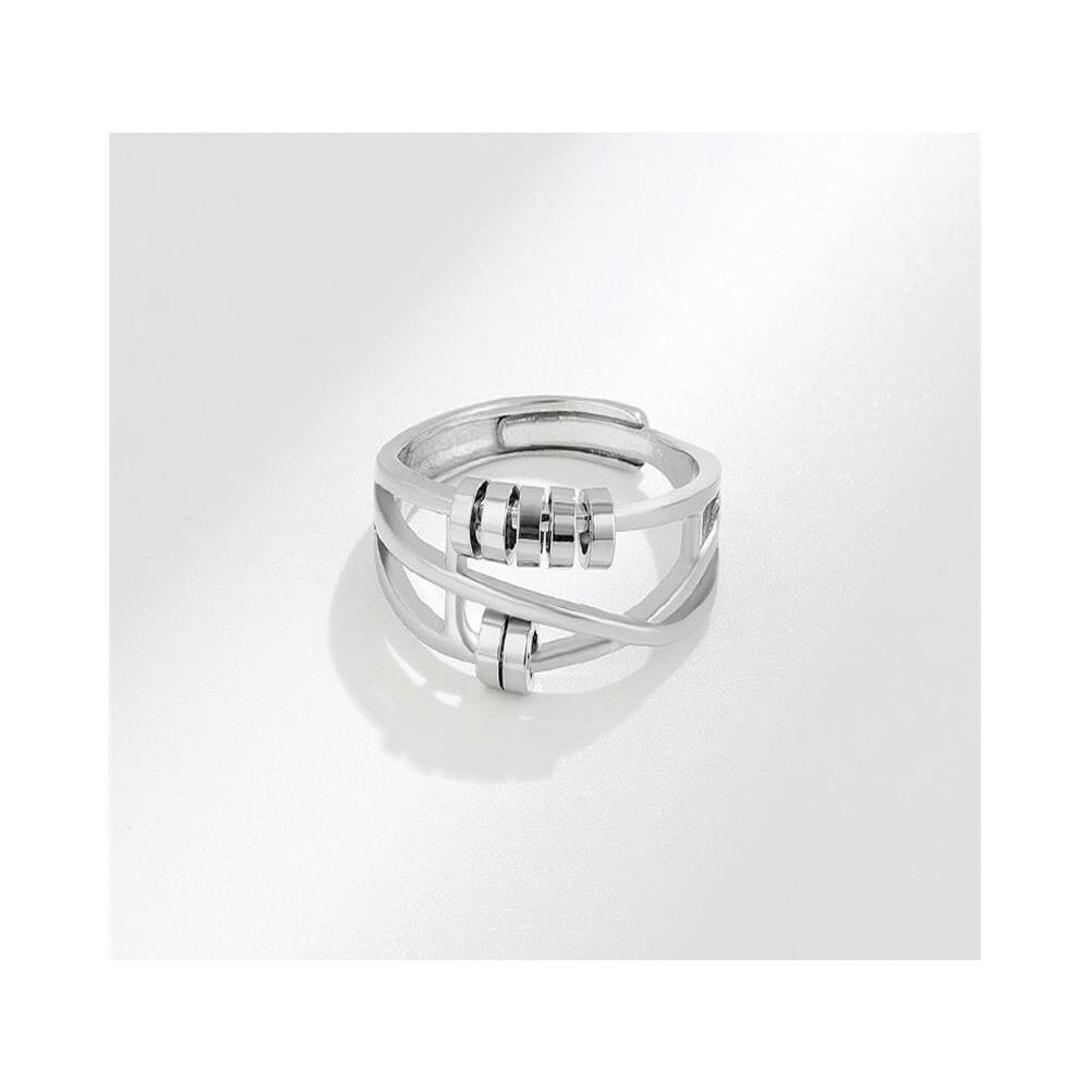 Anello Antistress Regolabile Con Anellini Girevoli Silver - Foto 2