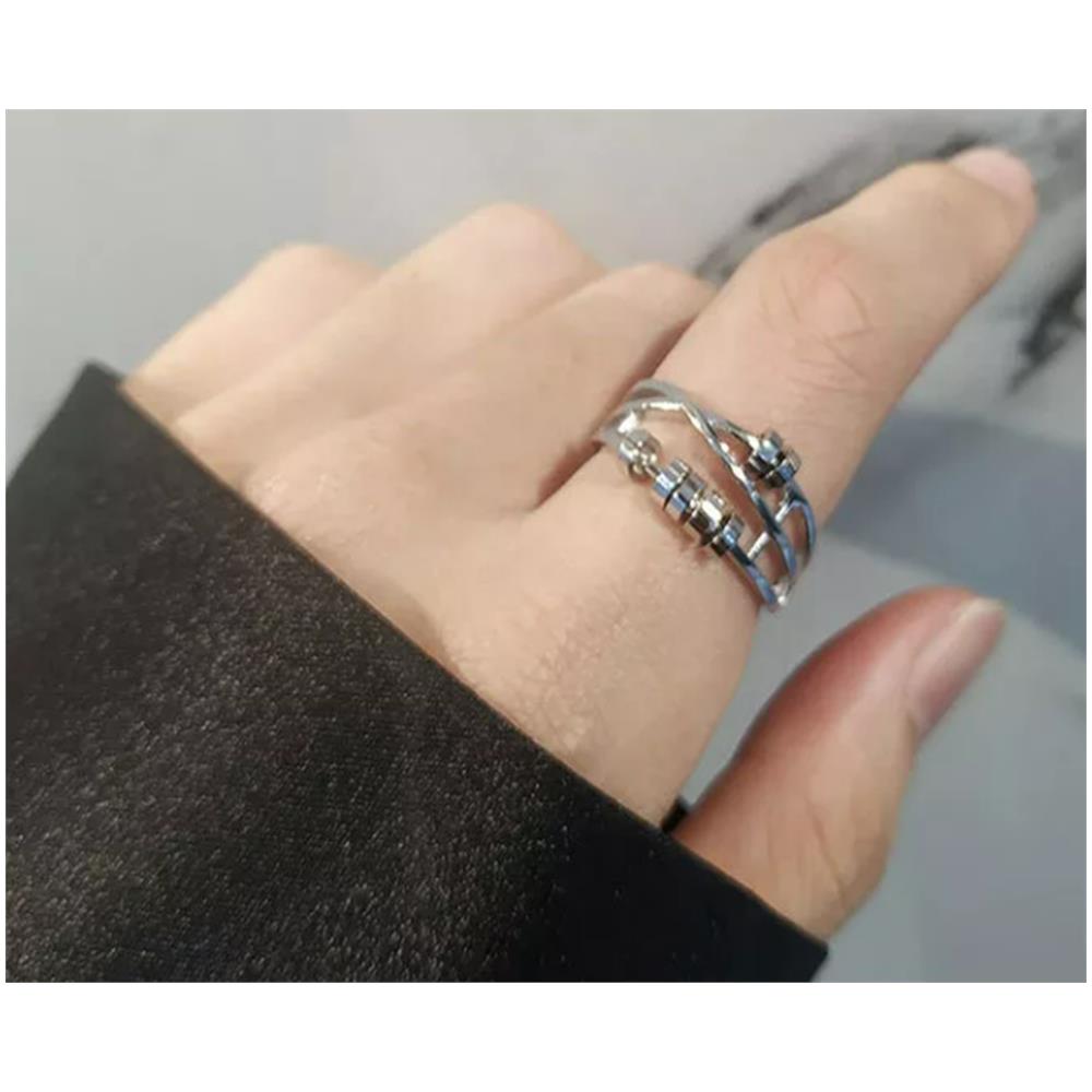 Anello Antistress Regolabile Con Anellini Girevoli Silver - Foto 5
