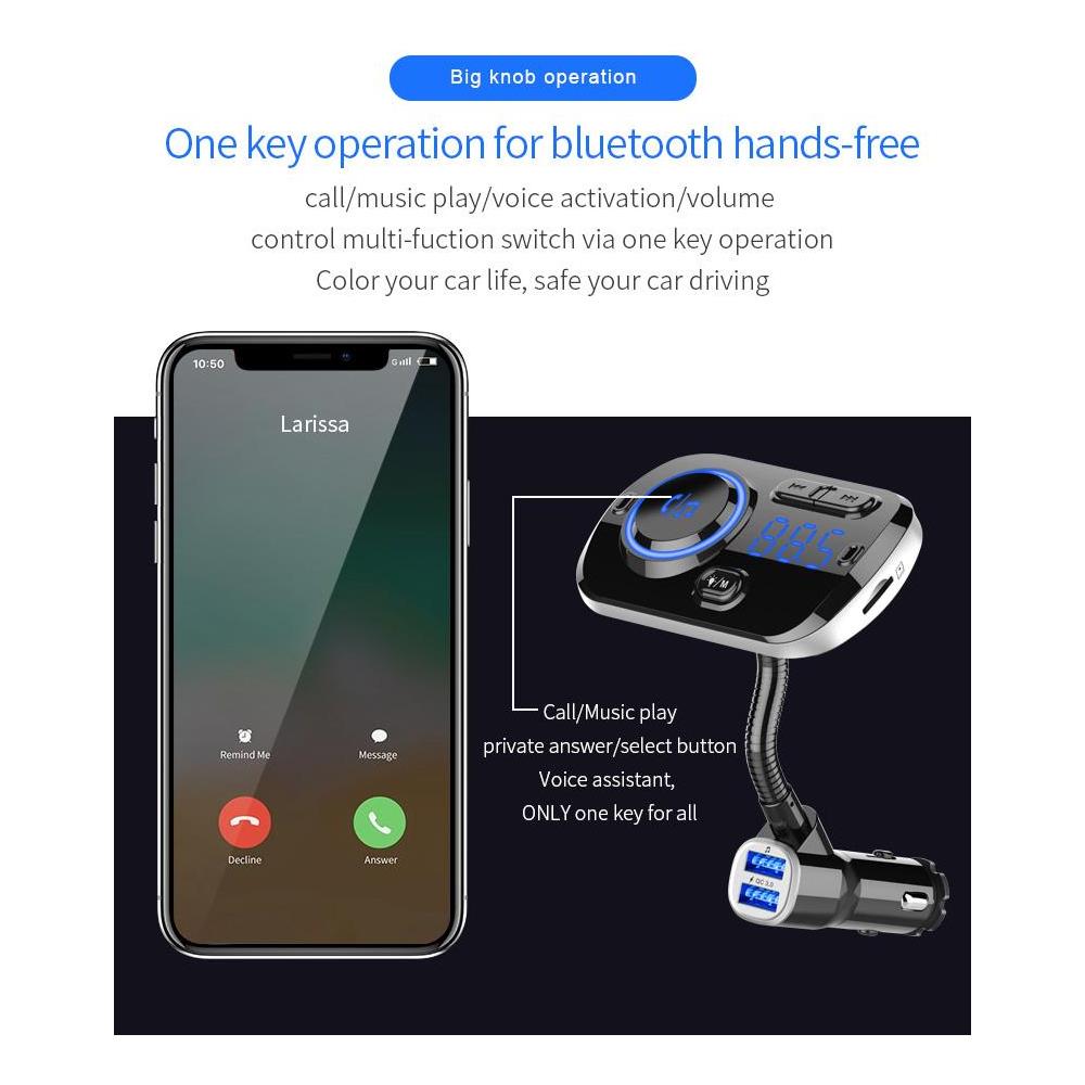 Trasmettitore Fm Wireless Per Auto Led 7 Colori Qc3.0 Caricatore Rapido - Foto 8