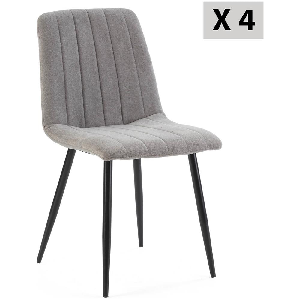Pack 4 Sedie Sagi Rivestite In Tessuto Grigio - Foto 1
