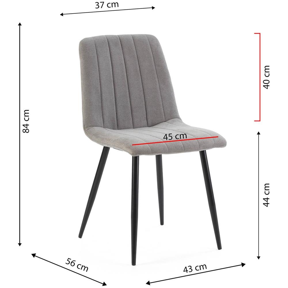 Pack 4 Sedie Sagi Rivestite In Tessuto Grigio - Foto 5