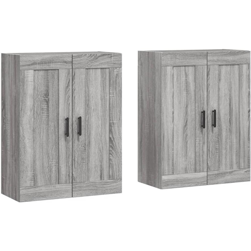 Armadietti A Parete 2 Pz Grigio Sonoma In Legno Multistrato - Foto 1