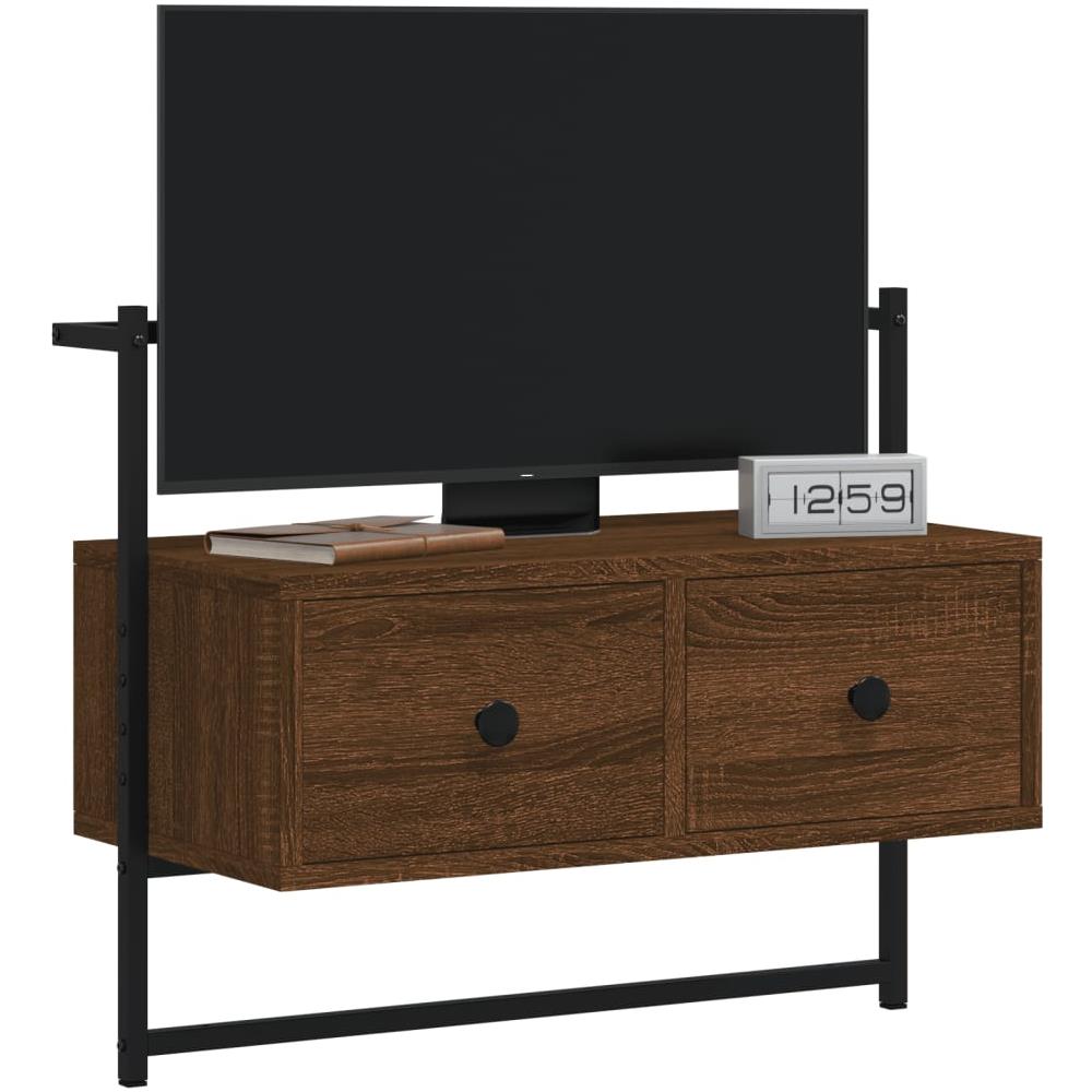 Mobile Tv A Muro Rovere Marrone 60,5x30x51 Cm Legno Multistrato - Foto 3