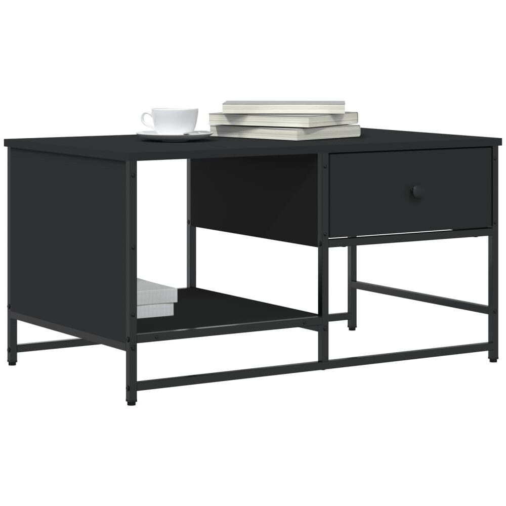 Tavolino Da Salotto Nero 85,5x51x45 Cm In Legno Multistrato - Foto 3