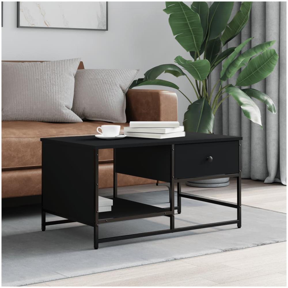 Tavolino Da Salotto Nero 85,5x51x45 Cm In Legno Multistrato - Foto 1