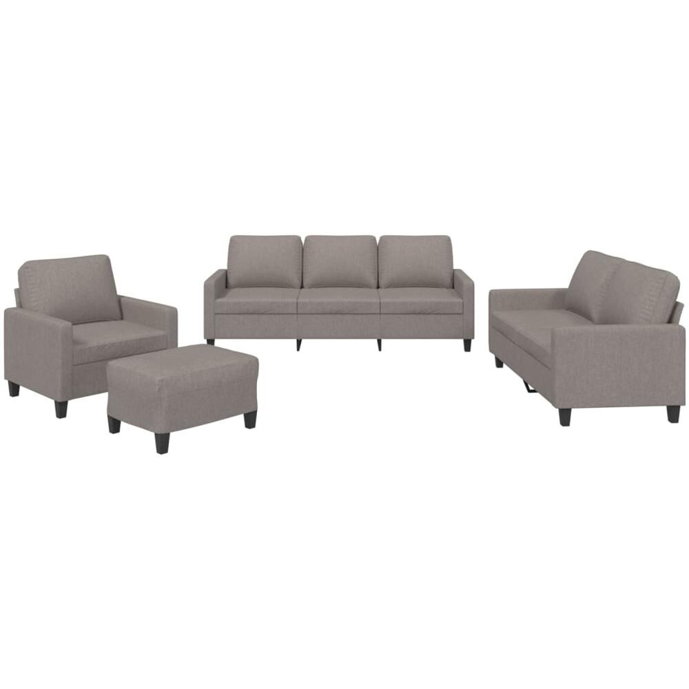 Set Di Divani 4 Pz Con Cuscini Tortora In Tessuto - Foto 2