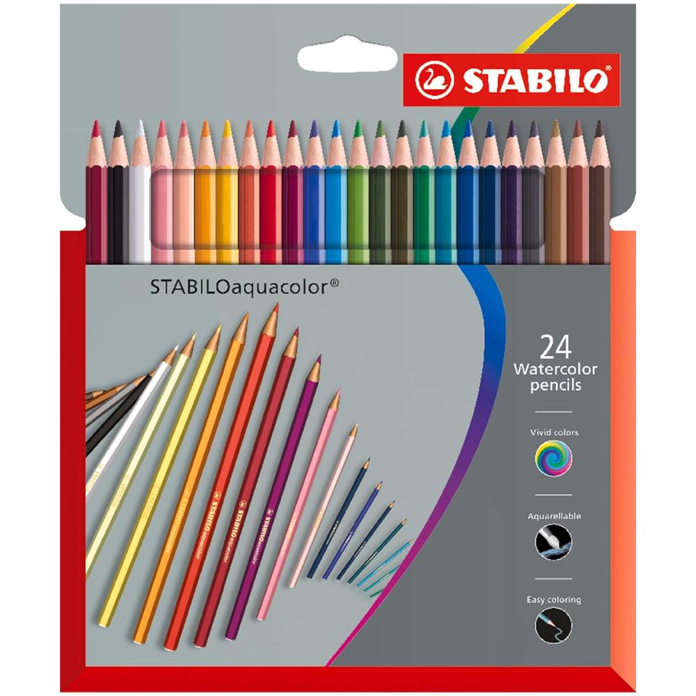 aquacolor - Matita colorata acquarellabile - Astuccio da 24 - Colori assortiti - Foto 1