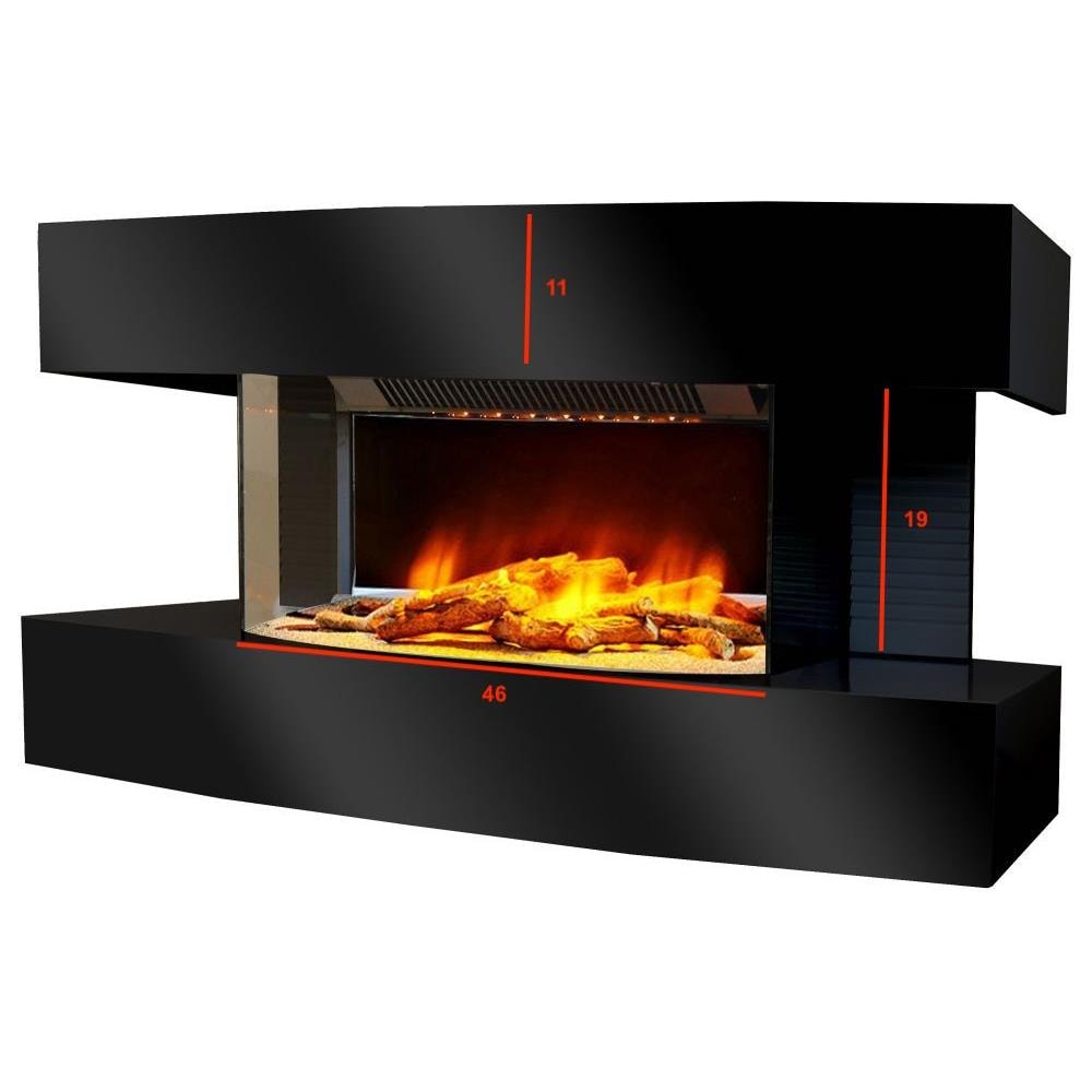 Caminetto Da Soggiorno Colore Nero Lounge Medium Della Led Sotto Il Ripiano Che Illumina E Restituisce Un Effetto Ultra Realistico Della Fiamme Possibilità Di Posizionamento A Parete O A Pavimento Nessun Montaggio, Consegnato Già Assemblato 2000w - Foto 2