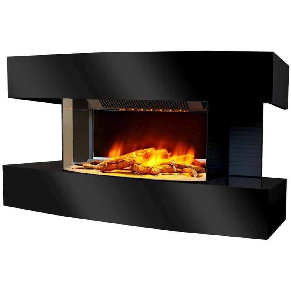 Caminetto Da Soggiorno Colore Nero Lounge Medium Della Led Sotto Il Ripiano Che Illumina E Restituisce Un Effetto Ultra Realistico Della Fiamme Possibilità Di Posizionamento A Parete O A Pavimento Nessun Montaggio, Consegnato Già Assemblato 2000w - Foto 1