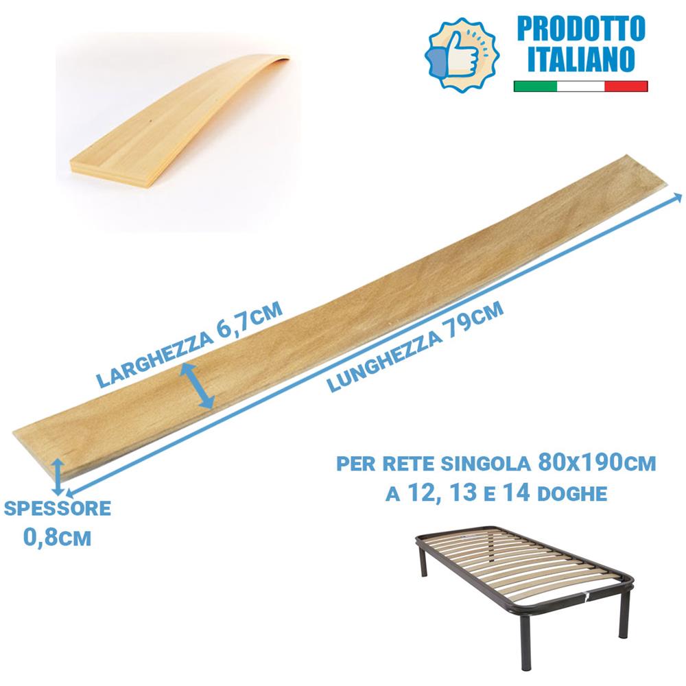 Doghe di ricambio per rete ortopedica singola 80x190, 4 listelli curvati e flessibili da 79cm - Foto 3