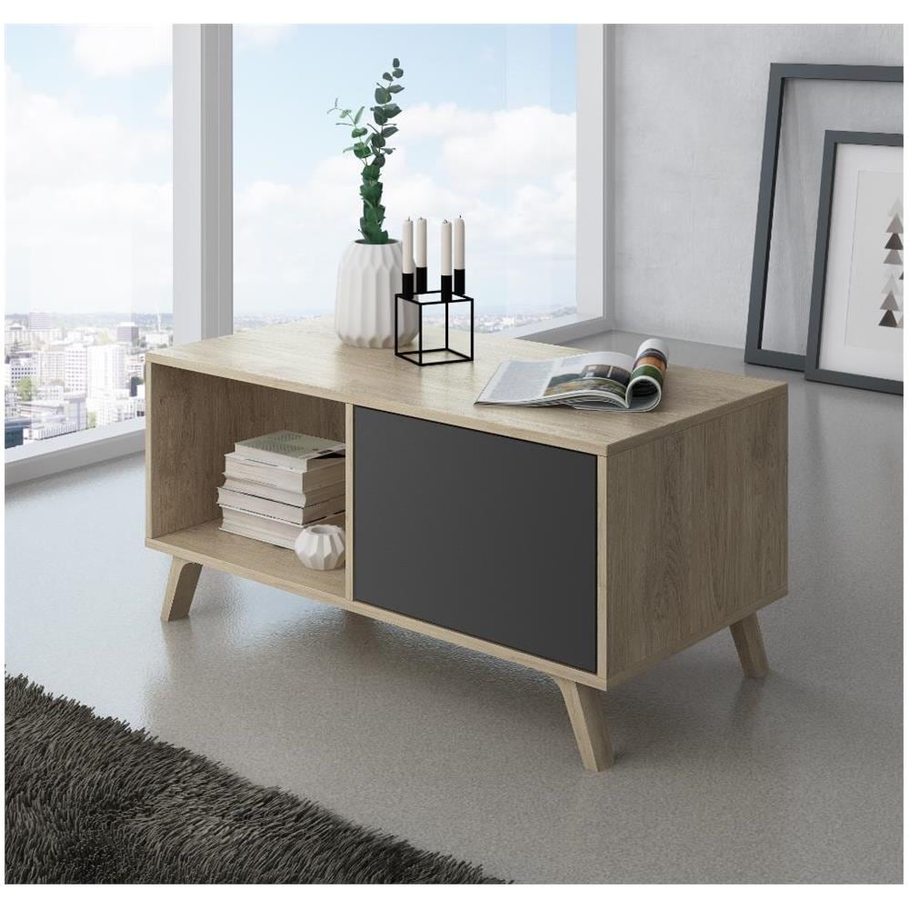 Tavolino Con Porte, Sala Da Pranzo, Modello Wind, Colore Struttura Puccini, Colore Porte Grigio Antracite, Misure 92x50x45cm Di Altezza. - Foto 1