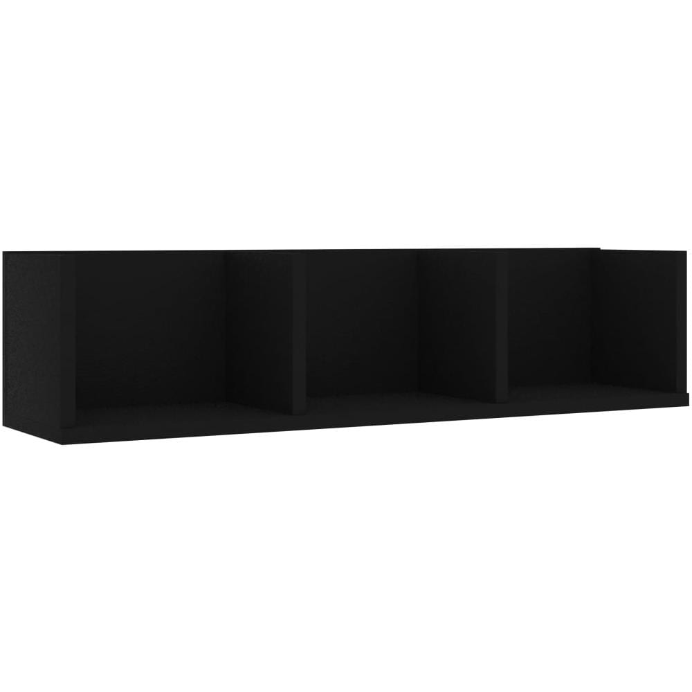 Scaffale Porta CD a Parete Nero 75x18x18 cm Legno Multistrato - Foto 1