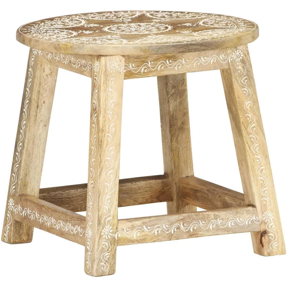 Sgabello Dipinto A Mano 38x38x35 Cm In Legno Massello Di Mango - Foto 8