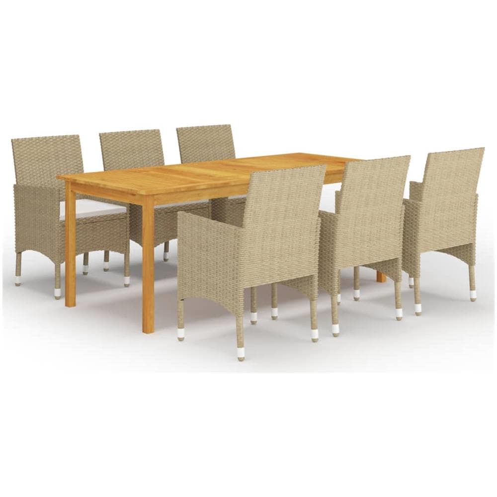 Set Mobili da Pranzo per Giardino 7 pz Beige - Foto 1