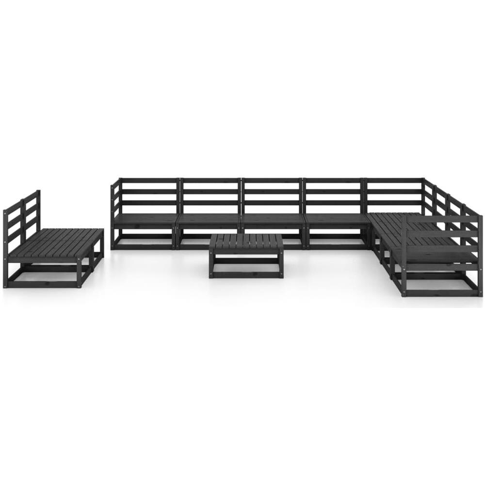 Set Divani da Giardino 11 pz Nero in Legno Massello di Pino - Foto 3