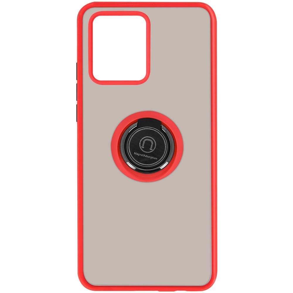 Cover Realme 8 E 8 Pro Bimateriale Anello Supporto Metallico Rossa - Foto 1