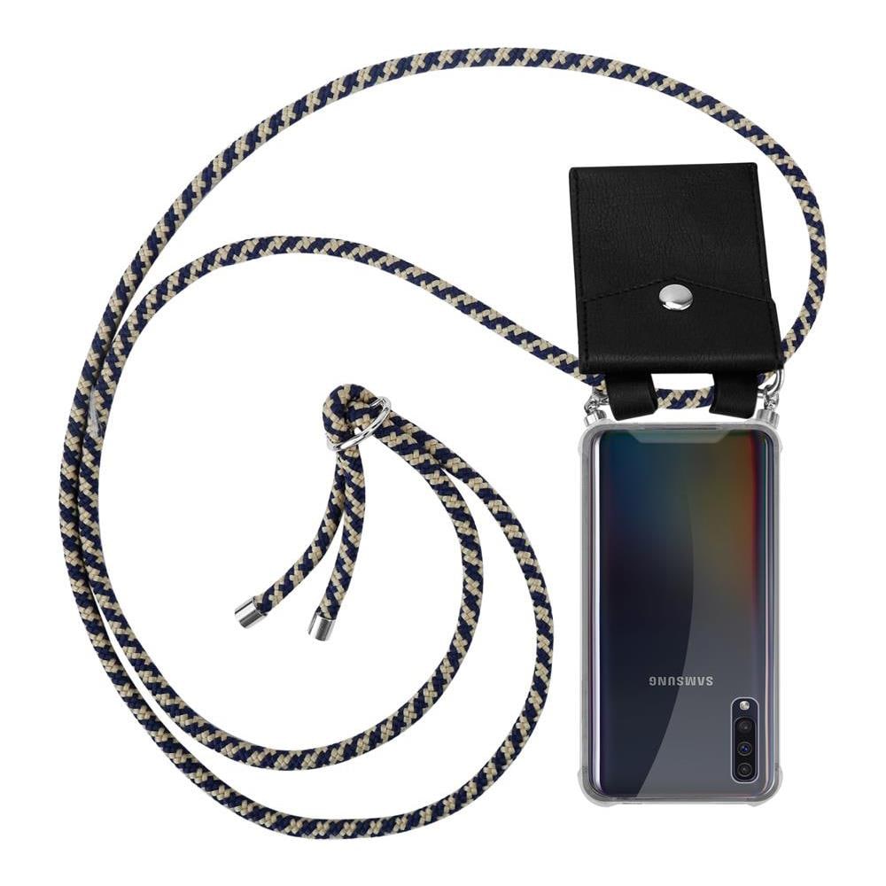 Catena Di Telefoni Cellulari Compatibile Con Samsung Galaxy A50 In Blu Scuro Giallo - Coperchio Protettivo In Silicone Con Anelli D'argento, Cinturino In Corda E Custodia Staccabile - Foto 1
