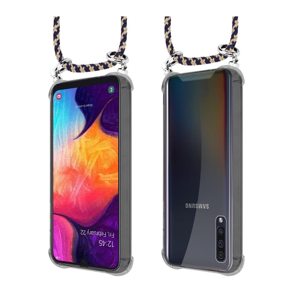 Catena Di Telefoni Cellulari Compatibile Con Samsung Galaxy A50 In Blu Scuro Giallo - Coperchio Protettivo In Silicone Con Anelli D'argento, Cinturino In Corda E Custodia Staccabile - Foto 8