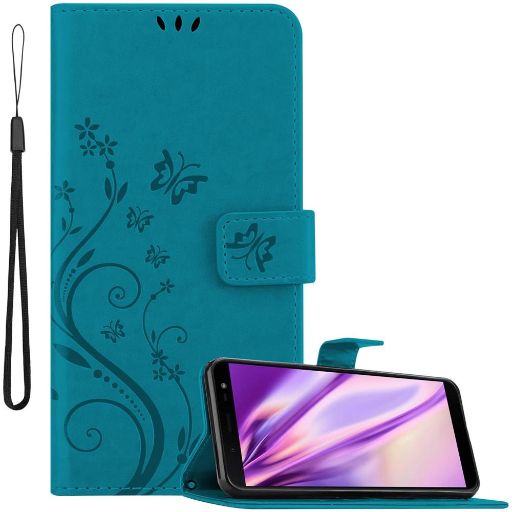 Cadorabo Custodia Compatibile Con Samsung Galaxy J6 2018 In Blu Fiore - Coperchio Protettivo In Design Floreale Con Chiusura Magnetica, Funzione Stand E Slot Per Carte - Foto 1