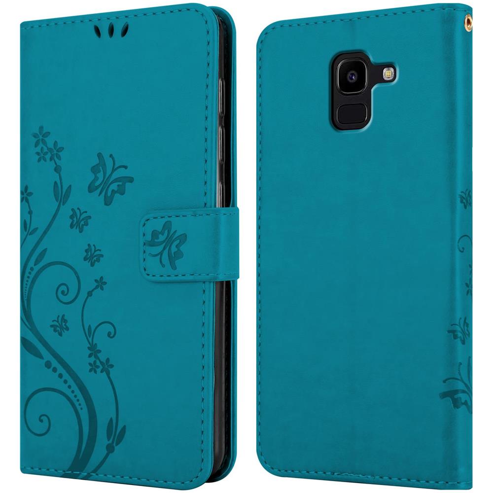 Cadorabo Custodia Compatibile Con Samsung Galaxy J6 2018 In Blu Fiore - Coperchio Protettivo In Design Floreale Con Chiusura Magnetica, Funzione Stand E Slot Per Carte - Foto 8