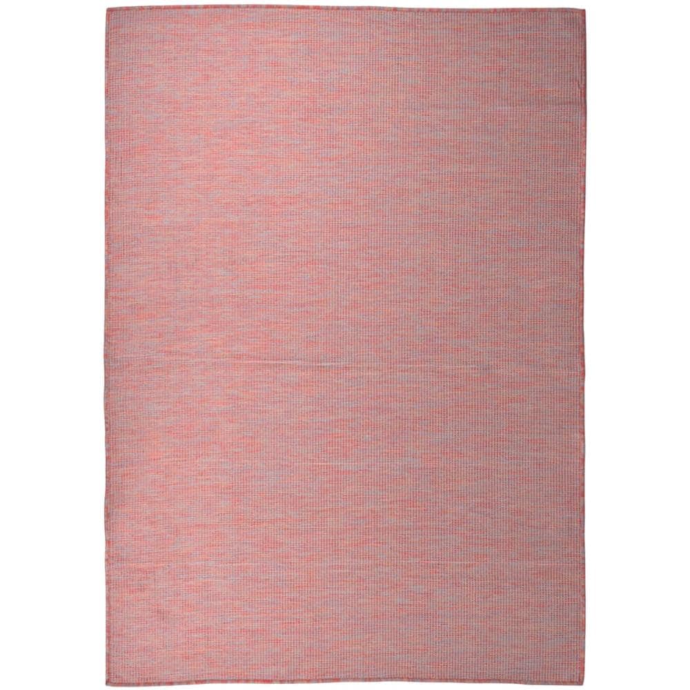 Tappeto Da Esterni A Tessitura Piatta 140x200 Cm Rosso - Foto 1