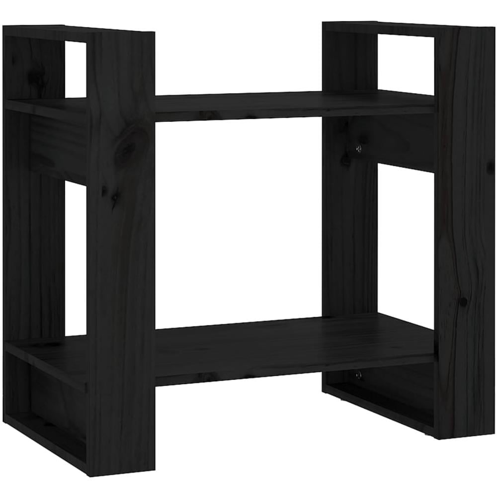 Libreria / divisorio Nero 60x35x57 Cm In Legno Massello Di Pino - Foto 2