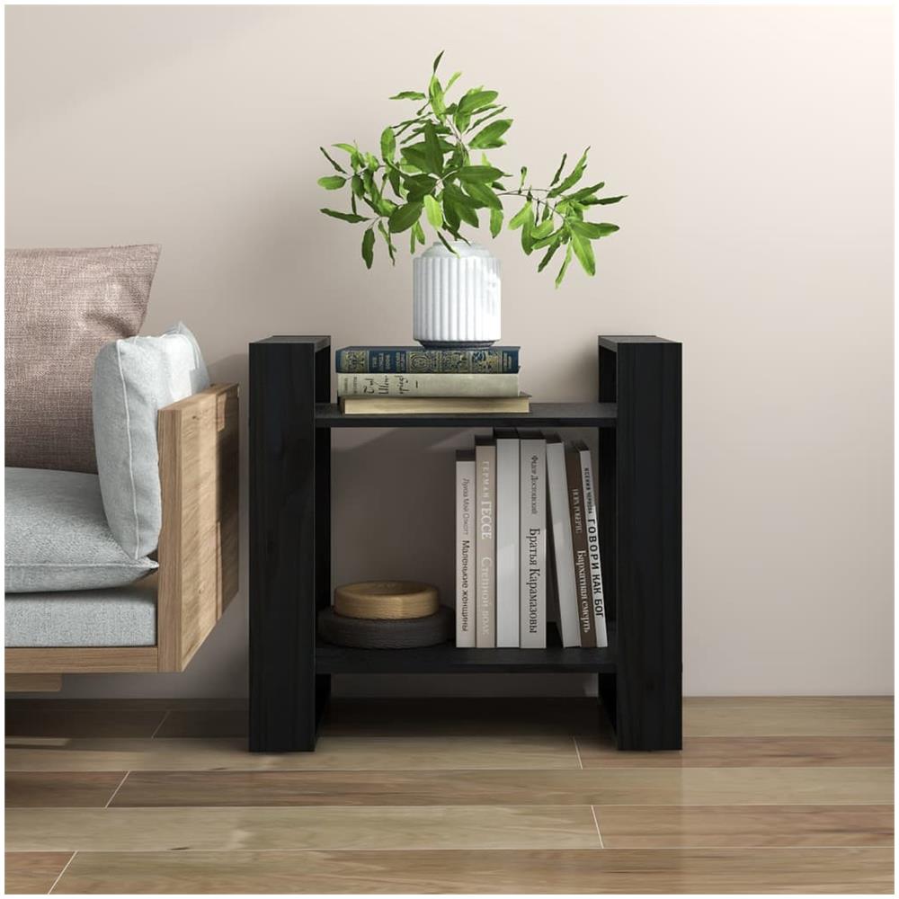 Libreria / divisorio Nero 60x35x57 Cm In Legno Massello Di Pino - Foto 1