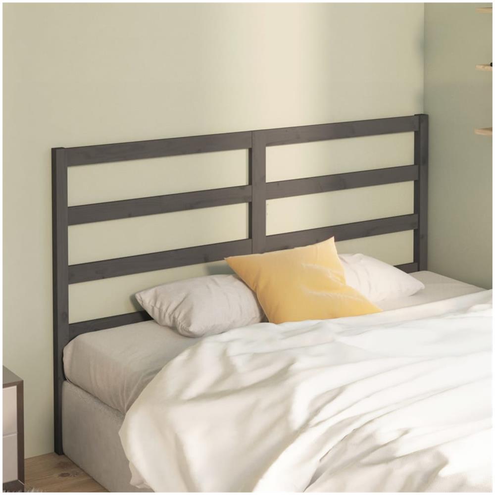 Testiera Letto Grigia 166x4x100 Cm In Legno Massello Di Pino - Foto 3