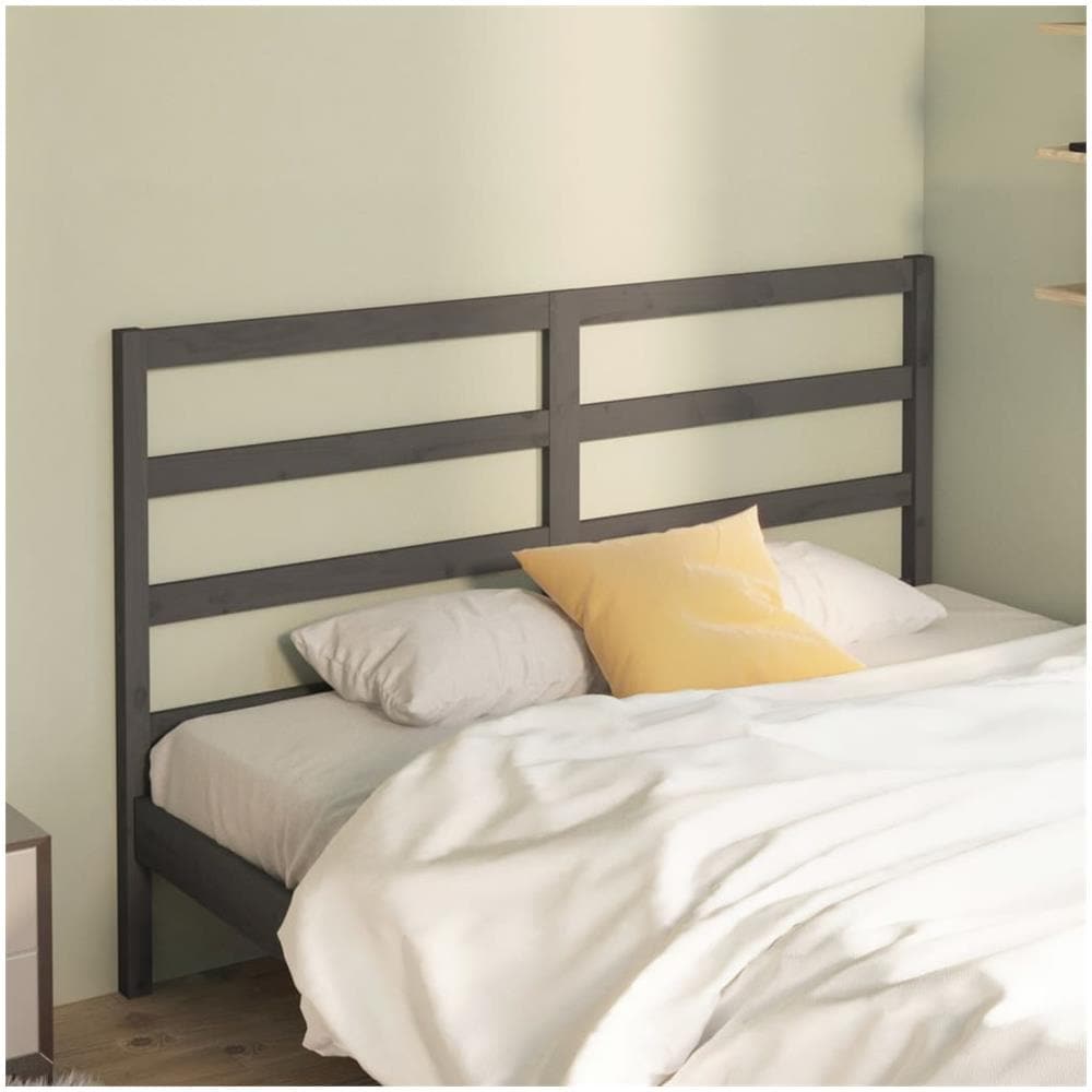 Testiera Letto Grigia 166x4x100 Cm In Legno Massello Di Pino - Foto 1