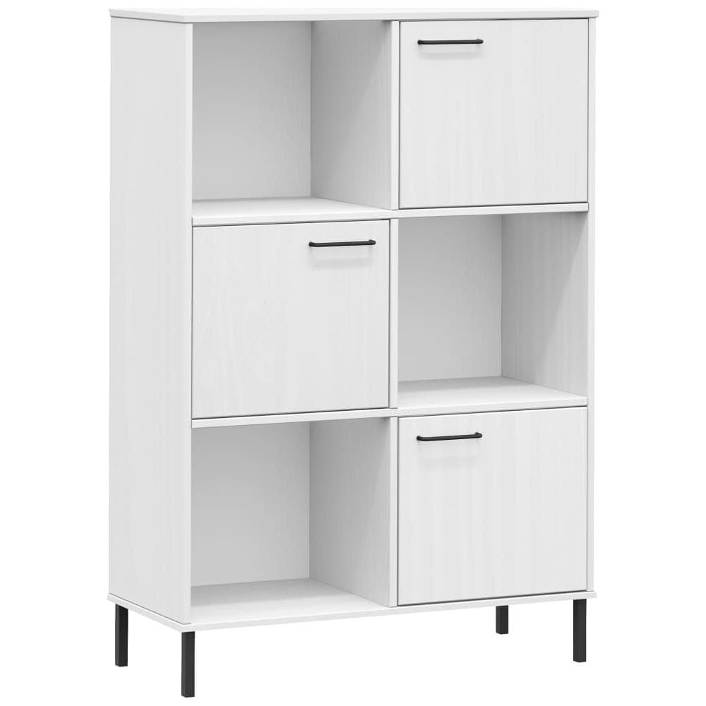 Libreria Gambe Metallo Bianco 90x35x128,5cm Legno Massello Oslo - Foto 2