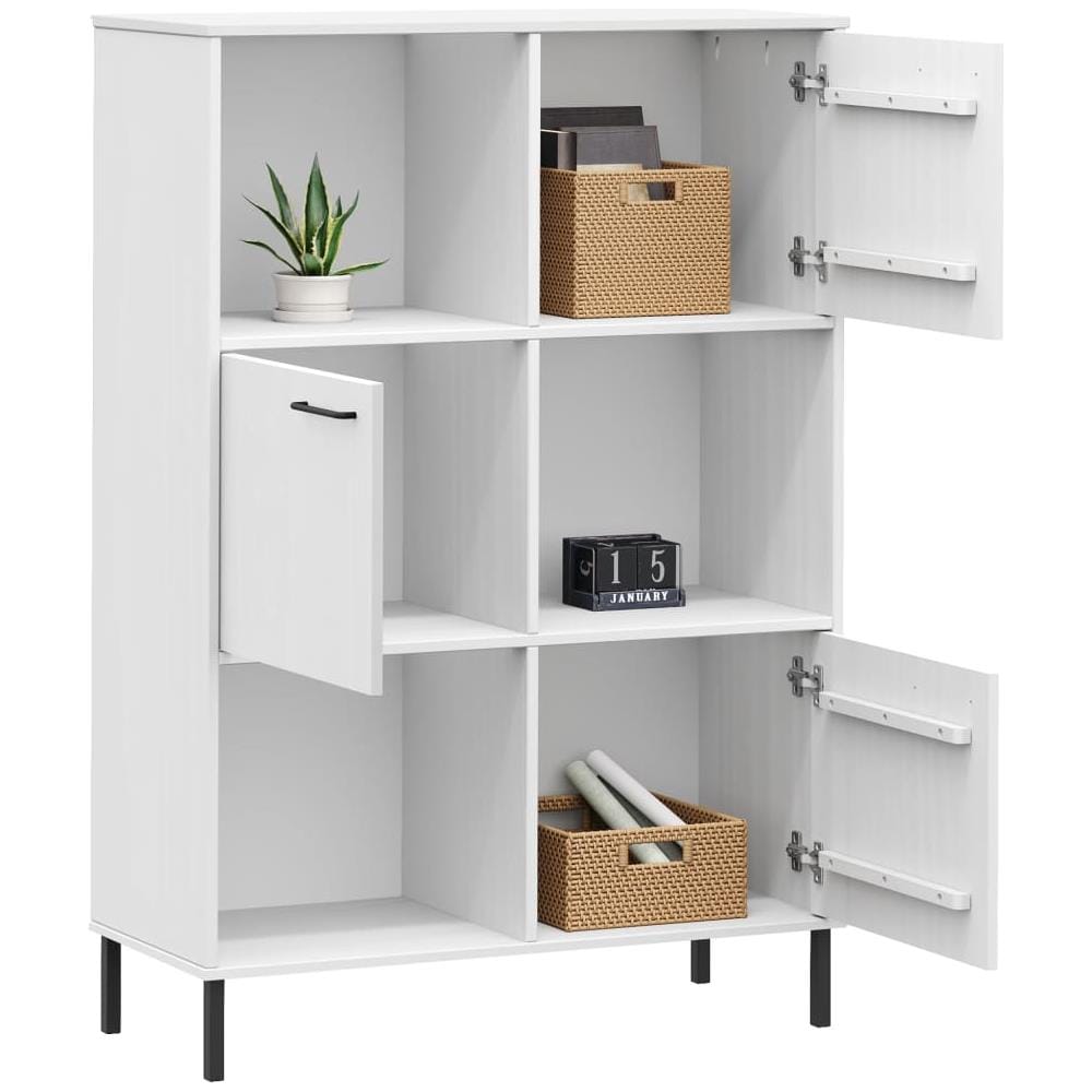 Libreria Gambe Metallo Bianco 90x35x128,5cm Legno Massello Oslo - Foto 3